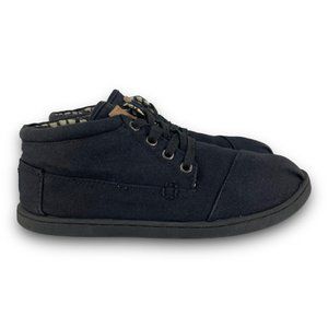 Toms Paseo Canvas Sneakers 501013 Mid Top Lace Up Triple Black Youth 6 Women 8